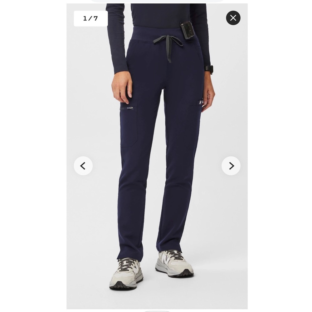 FIGS Women's Yola High-Rise Slim Scrub Pant Navy L Medical Nursing Doctor Vet